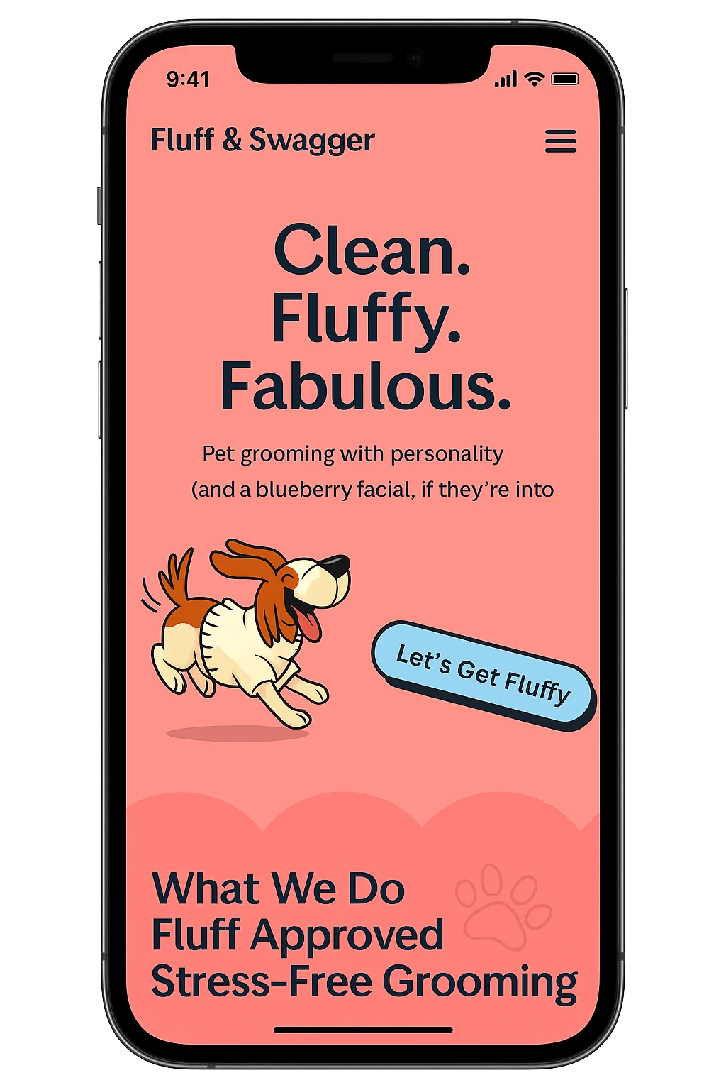 Fluff & Swagger Pet Grooming Mobile Design